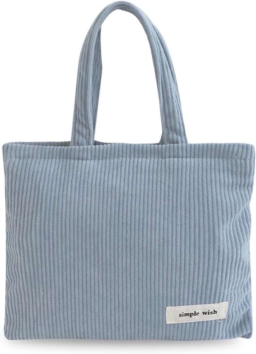 Wudygirl Makeup Bag Travel Cosmetic Bag for Women Small Makeup Pouch with Handle Zipper Cosmetic Pouch Handbag Aesthetic (Light Blue)