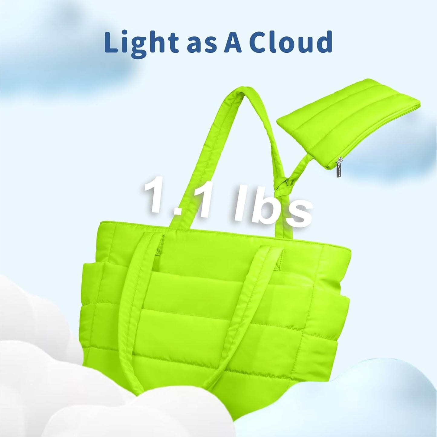 TOPDesign Puffer Tote Bag for Women, Lightweight Puffy Handbag with Compartments, Quilted Shoulder Bag for Work, Travel, Gym