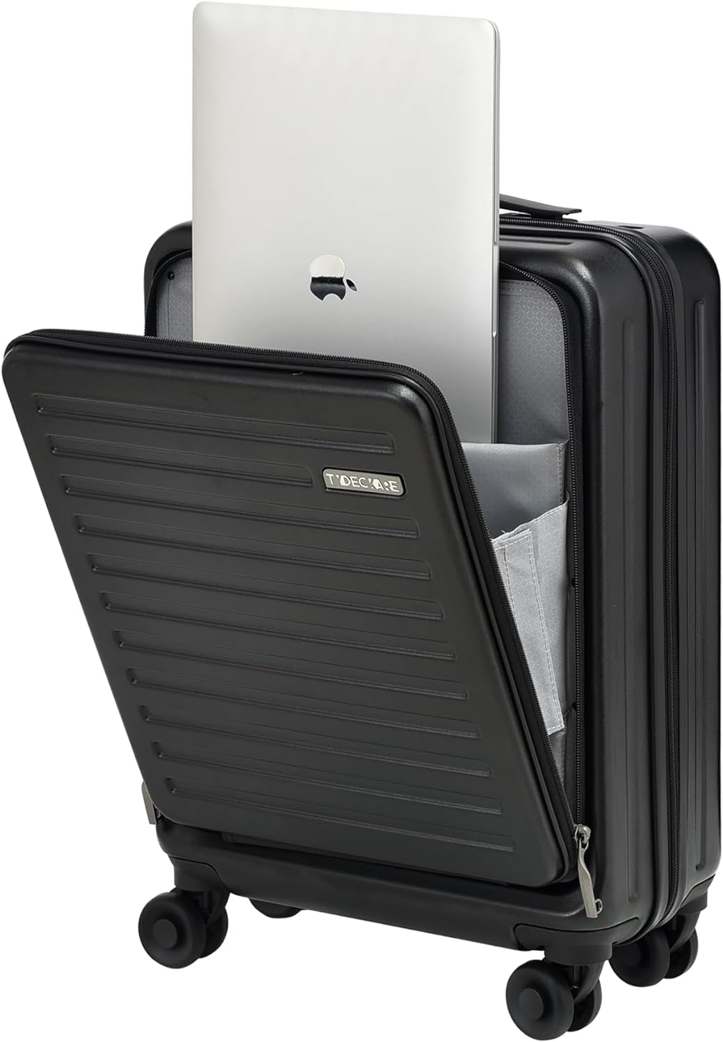 TydeCkare 20 Inch Carry On Luggage with Front Pocket, 21.65 * 15.35 * 7.87" Suitable for Airplane Overhead Bin, 34L Lightweight PC+ABS Hardshell with YKK Zipper, TSA Lock Approved, black