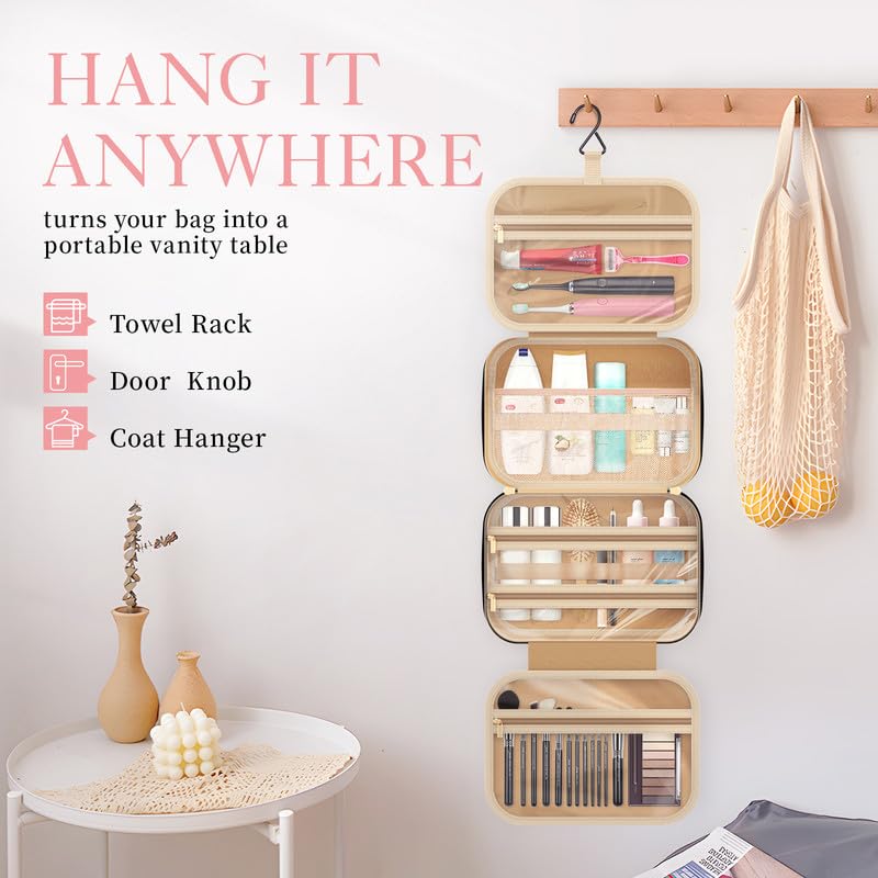 HOTOR Travel Toiletry Bag - Hanging Toiletry Bag for Women & Men, Makeup Bag/Big Comparment