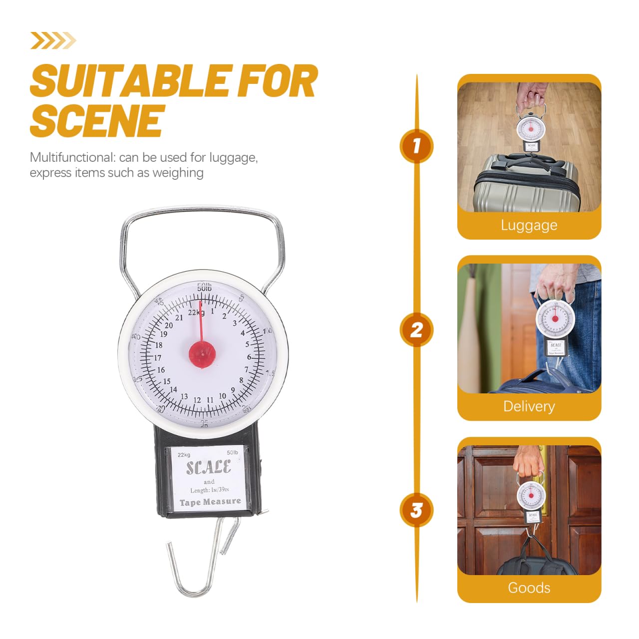 TOYANDONA Manual Hanging Scale Portable Travel Luggage Weight Scale with Non Slip Big Handle Durable Design for Easy Use Accurate Sensor for Bags and Suitcases