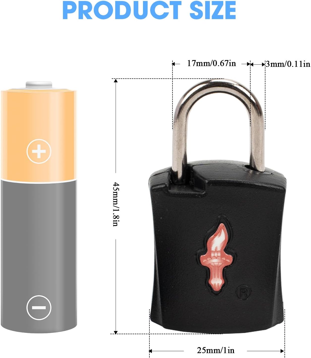 TSA Approved Locks (3-Pack) - Luggage Lock TSA Approved for Suitcases, Gym Lockers & School Backpacks | Ultra-Slim 1.5” ABS Travel Lock | Anti-Theft Secure