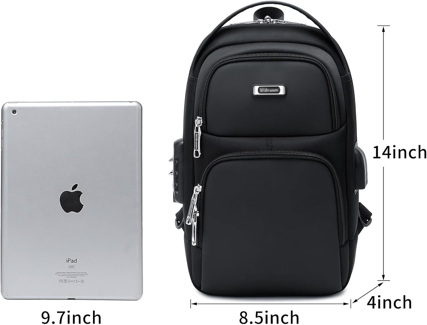 DUSLANG Crossbody Hiking Daypack for Men, Shoulder Backpack Crossbody Chest Bags with USB Charger Port For Outdoor Camping Biking Travel Cycling