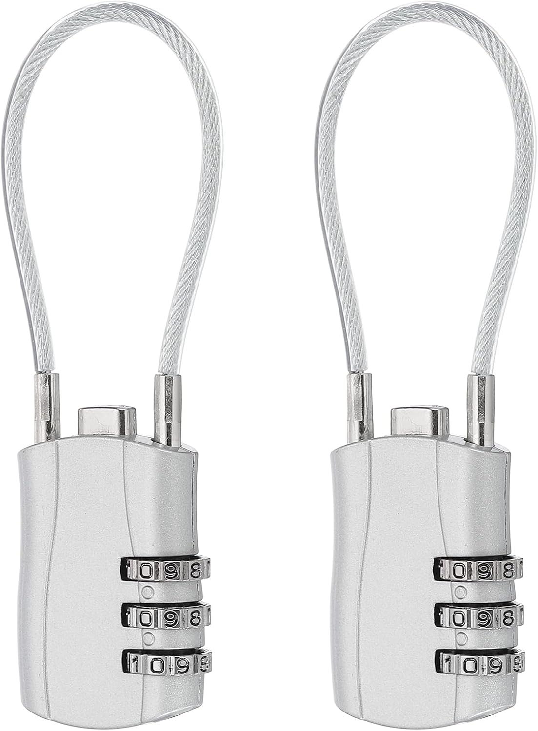 MECCANIXITY 2 Pcs Luggage Travel Lock, 3 Digit Cable Combination Lock 1-3/16" Width Body with 5"