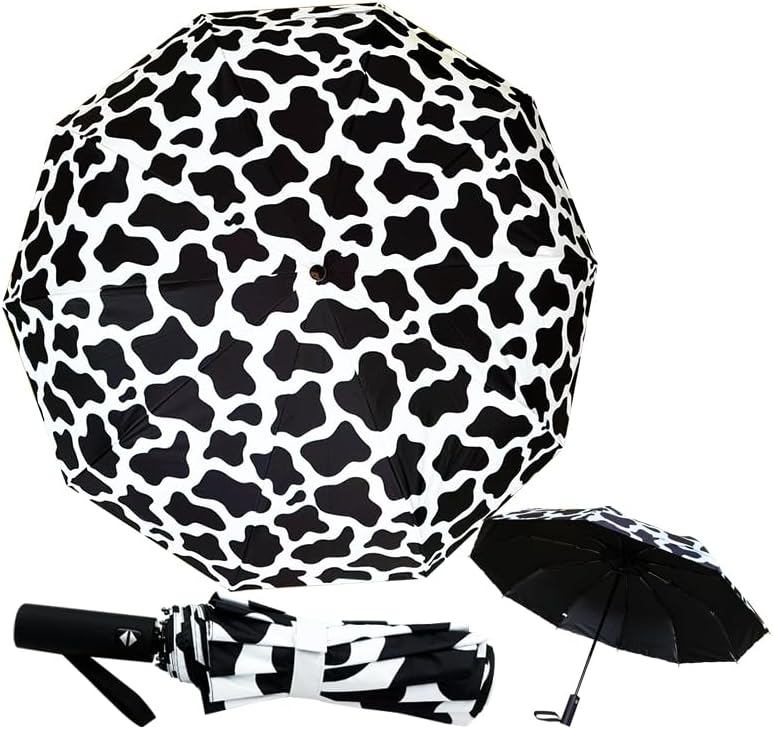 Windproof Travel Automatic Umbrella, 10 Ribs, Rainproof Foldable, Uv-Resistant, Portable