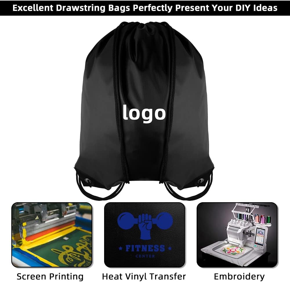 GoodtoU Drawstring Bags Bulk, 100 Pcs Cinch Bag Gym Sackpack Drawstring Backpack for Women & Men, Black