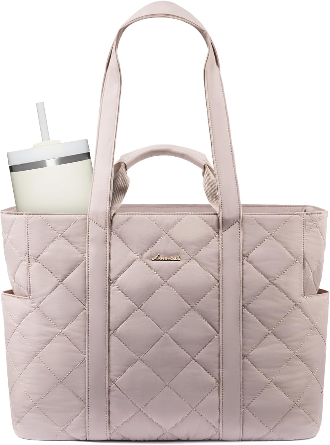 LOVEVOOK Laptop Tote Bag for Women,Quilted Puffer Laptop Bag Purse Computer Travel Work Tote Bags for Women with Zipper