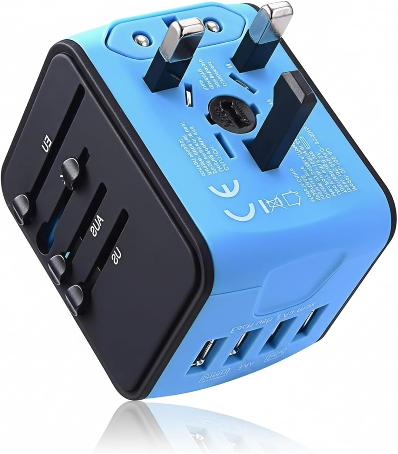 JMFONE Universal Travel Adapter, 4 USB(Type A) Ports & AC Outlet, International Power Plug Adapter All in One Perfect for European, US, EU, UK, AU 200+ Countries - Not a Voltage Converter