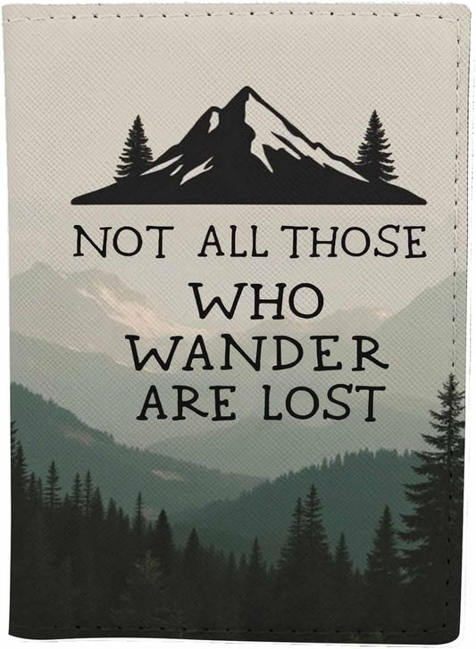 Mountain Passport Holder for Travel Not All Those Who Wander Are Lost PU Leather Passport Cover Wallet Cute Passport Card Holder for Women and Men