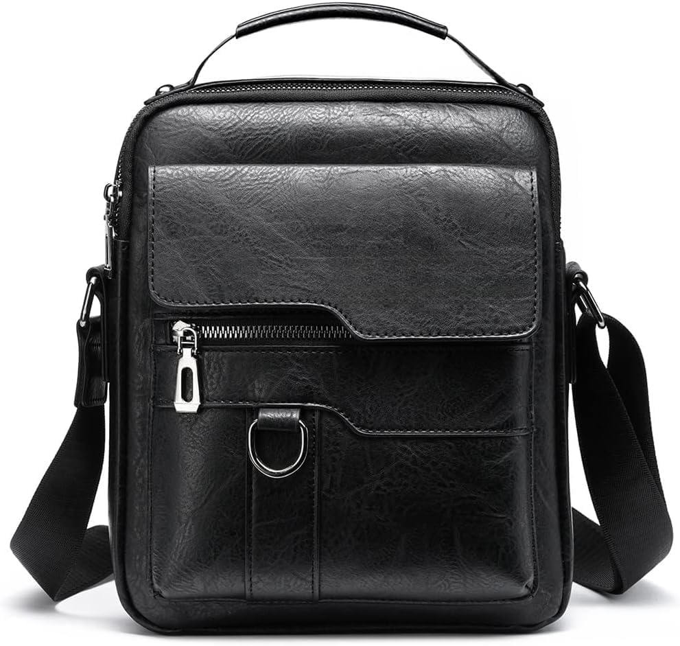Vintage Genuine Leather Crossbody Bag for Men – Small Shoulder Satchel Handbag for Daily Use