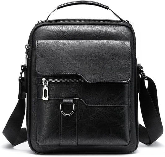 Vintage Genuine Leather Crossbody Bag for Men – Small Shoulder Satchel Handbag for Daily Use