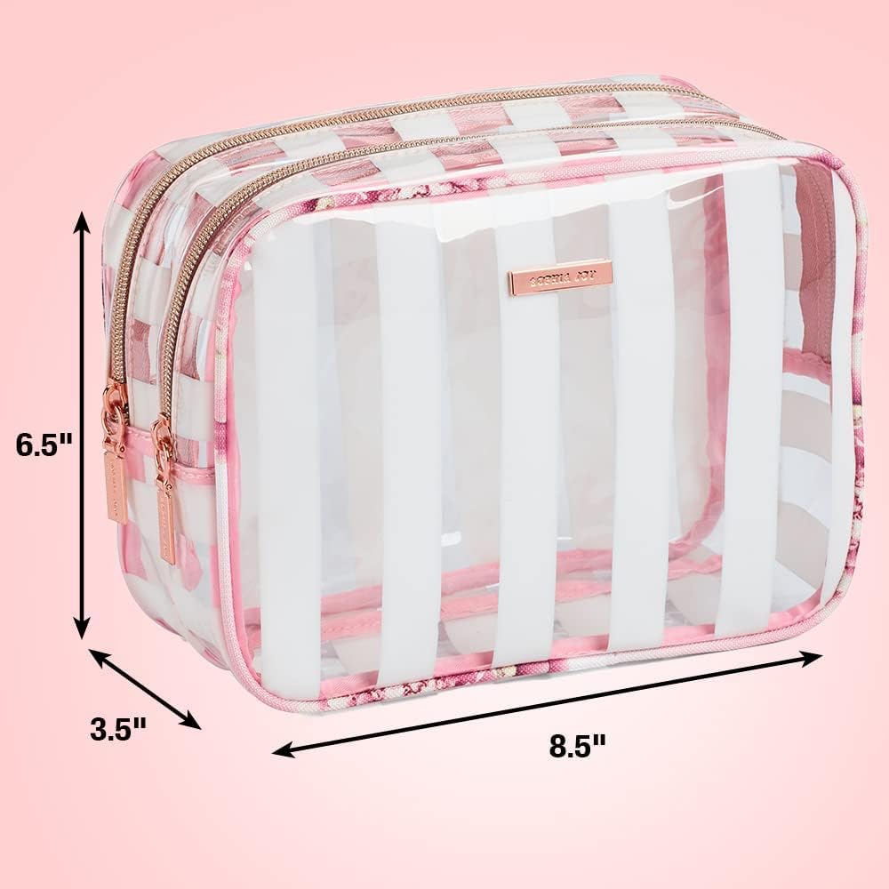 Conair Makeup Bag - Travel Toiletry Bag - Cosmetic Bag - Toiletry Bag for Women - Double Zip Organizer - Pink Floral Print