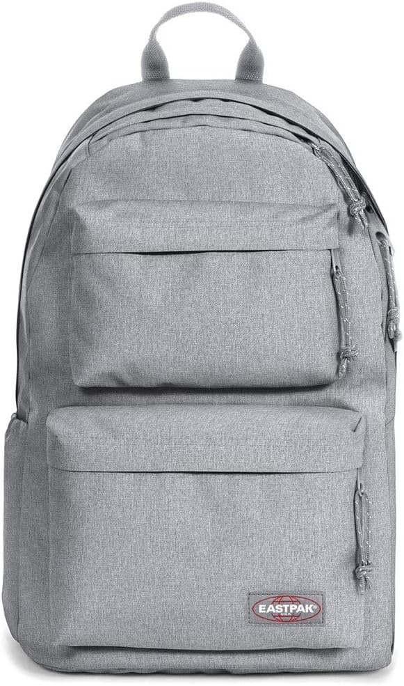 EASTPAK Padded Double – 24L Squared Backpack with Dual Front Pockets, 13” Laptop Sleeve, Bottle Holder & Padded Straps, Sunday Grey