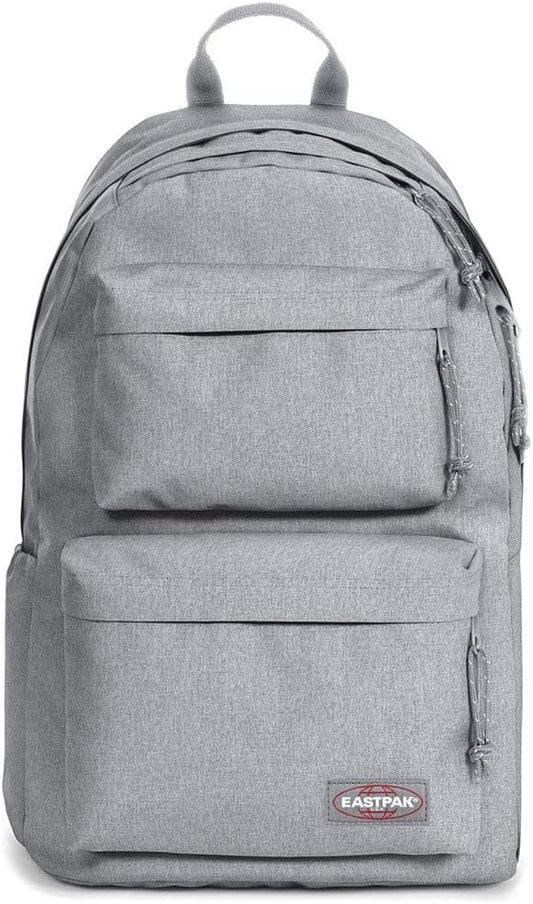 EASTPAK Padded Double – 24L Squared Backpack with Dual Front Pockets, 13” Laptop Sleeve, Bottle Holder & Padded Straps, Sunday Grey