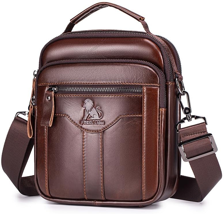 Premium Leather Men's Crossbody -Organized Storage & Durable,Stylish for Daily Carry