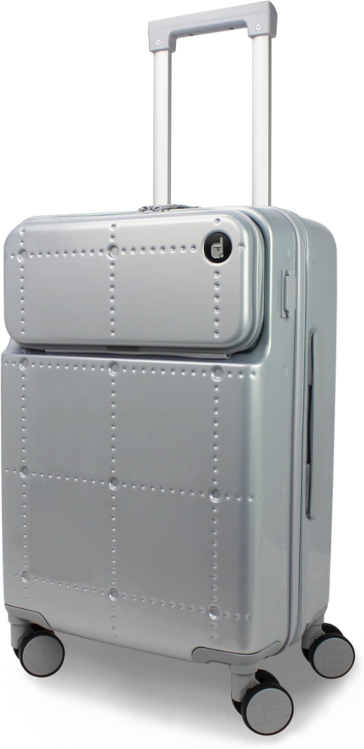 World Traveler Dejuno Smart 20-Inch Carry-On Luggage with USB Ports - Silver