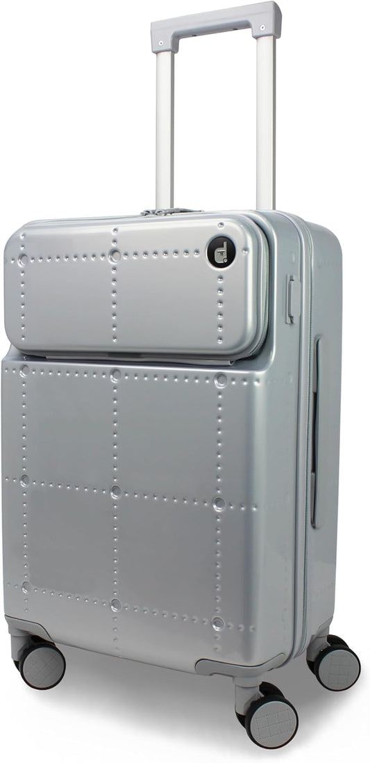 World Traveler Dejuno Smart 20-Inch Carry-On Luggage with USB Ports - Silver