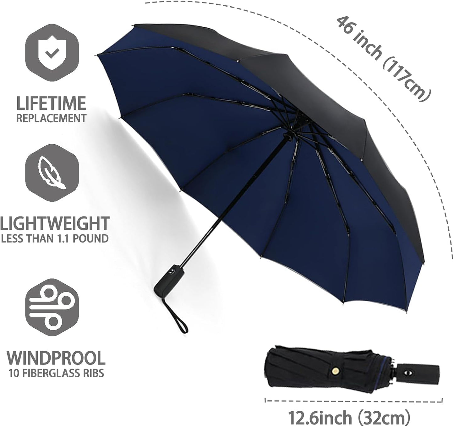 Windproof Travel Umbrella - Automatic, Compact, Windproof