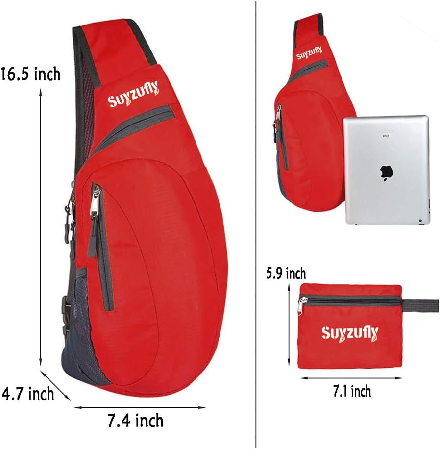 Men Women Foldable Sling Bags Shoulder Chest Backpack Crossbody Daypack for Cycling Walking Hiking