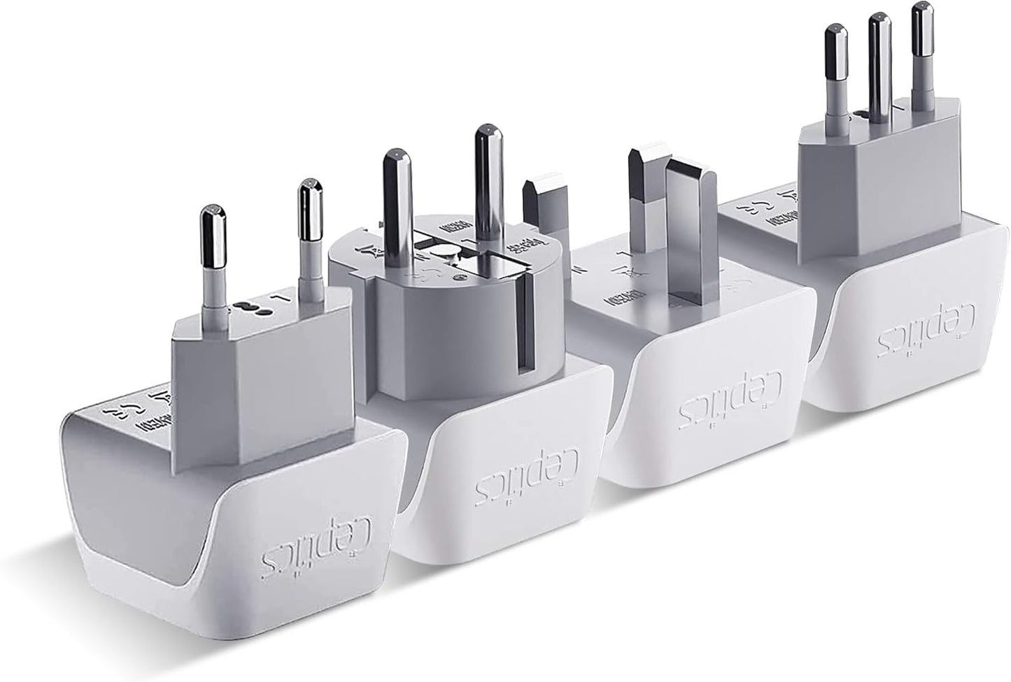Ceptics European Plug Adapter 4 Pack Set, USA to Europe, Italy, Germany, England, Spain, Italy