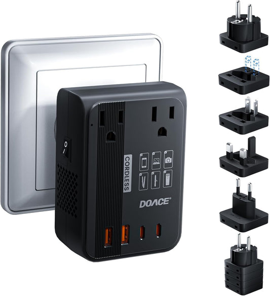 DOACE 350W Voltage Converter US to Europe - 220V to 110V Converter for European Travel, Power Converter Adapter Combo with PD Chargers for Hair Straightener Shaver Toothbrush CPAP Laptop Camera Phone