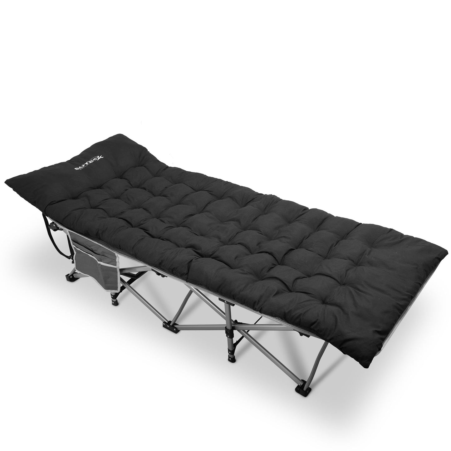 Suteck Camping Cot, Folding Camp Bed for Adults with Soft Thicker Cushion