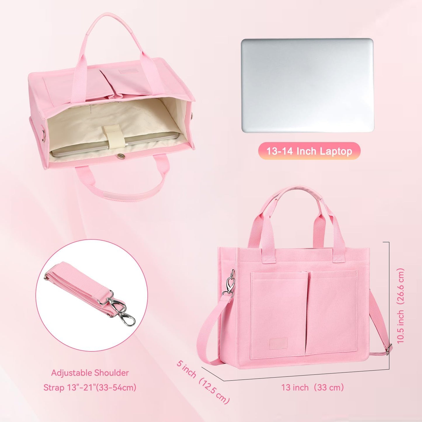 Voova Large Canvas Tote Bag for Women, Womens Laptop Work Bags Crossbody Purse Handbag Shoulder Travel Messenger Totes