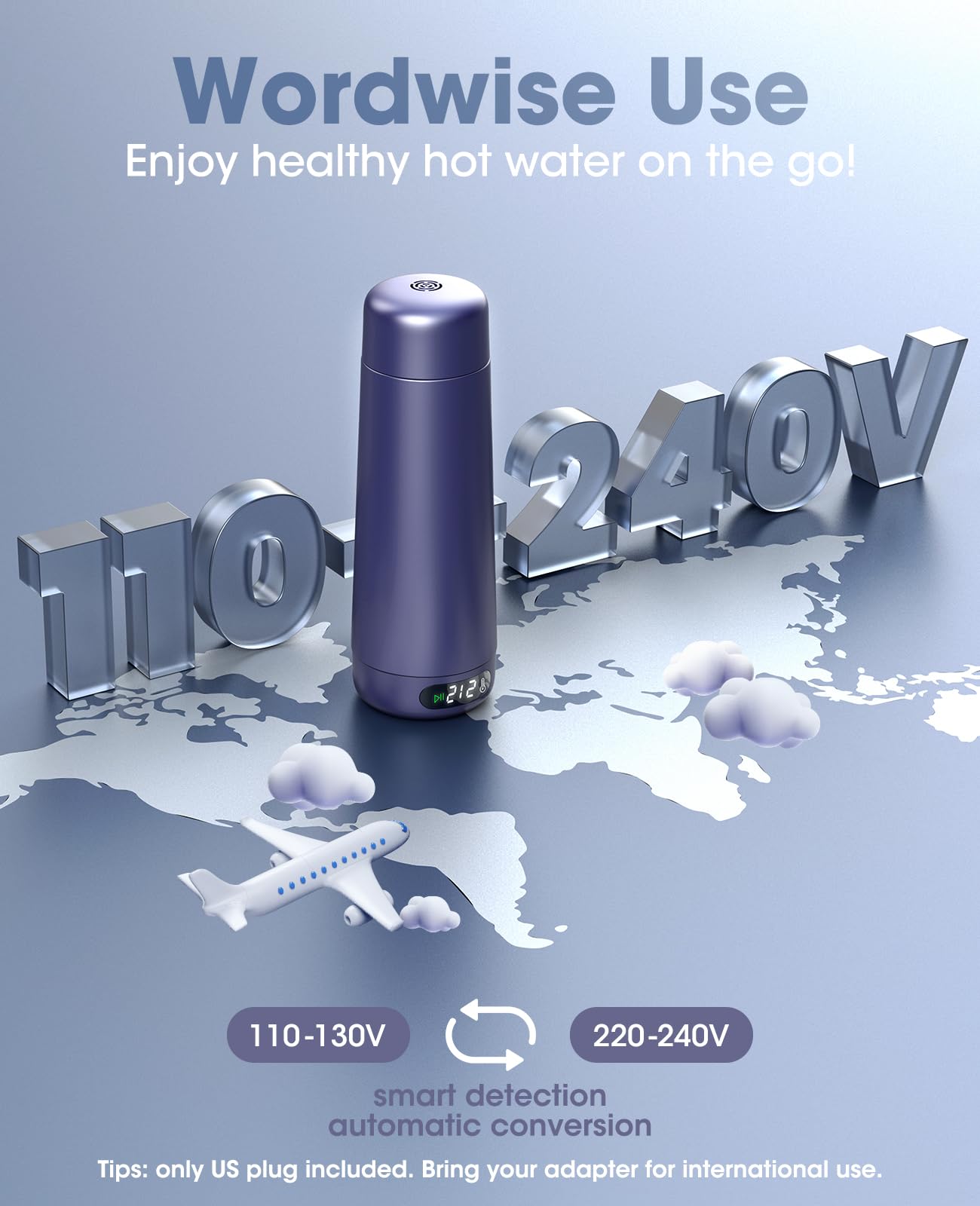 Nicewell Portable Electric Kettle for Travel Global Use 110-240V