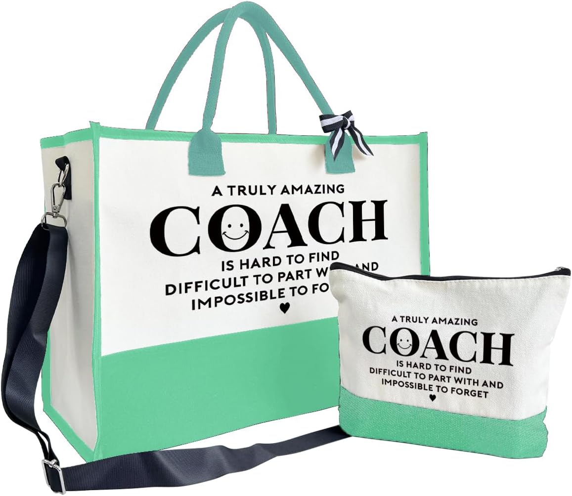 Amazing Coach Tote Bag, Women's Canvas Handbags, Shoulder Beach Bag, Thank You Gift for Female Coach, Gifts for Female Coaches, Canvas Tote Bag With Zipper, Makeup Bag H1