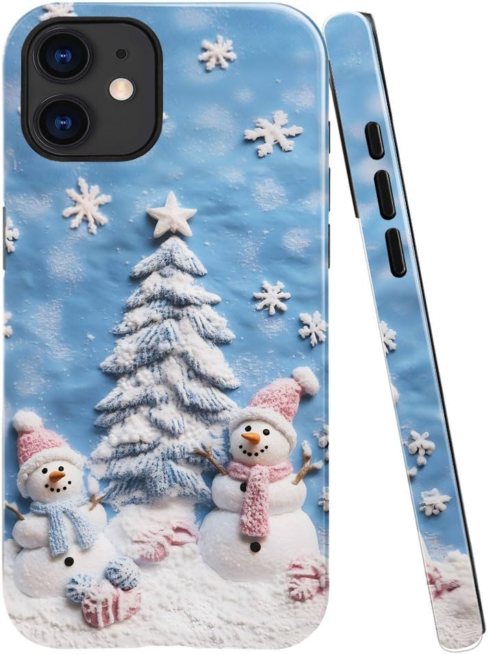 Case for iPhone 11 - Slim Fit Anti-Scratch Phone Case for Girl Women - Snowman Winter Christmas Tree (Glossy)