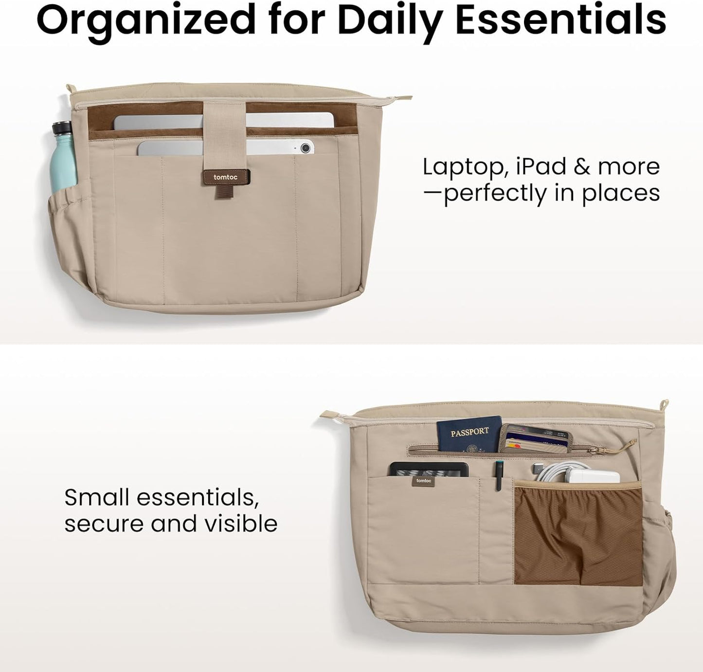 tomtoc 14-inch Puffy Laptop Tote Bag for Women 10L, Lightweight Puffer Work Tote with Padded Device