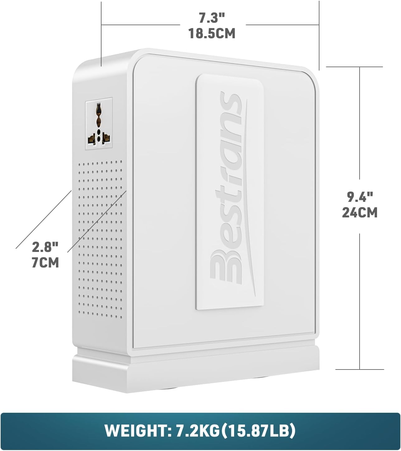 Step Up Transformer 110v to 220v, Heavy Duty 2000w Power Transformer, Step Up Voltage Converter with 2 Outlets for 220V Asia Europe Appliance Use in US, Pearl White