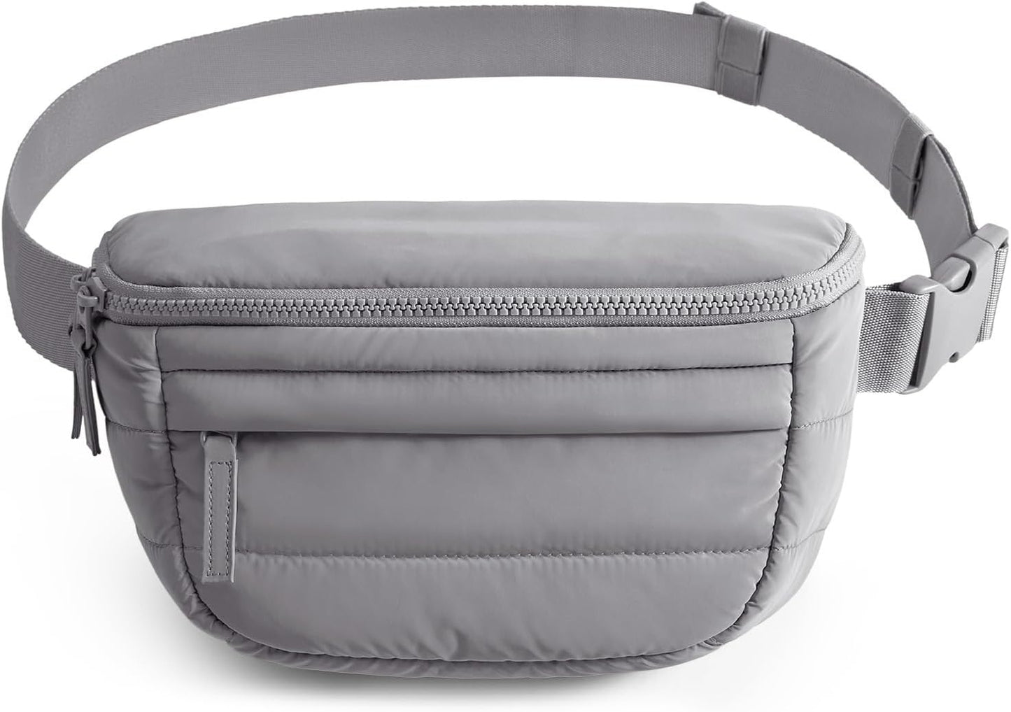 BAGSMART Fanny Packs for Women Two Way Zipper Belt Bag with Adjustable Strap, Puffy Fashion Waist Packs for Traveling Workout, Dark Grey