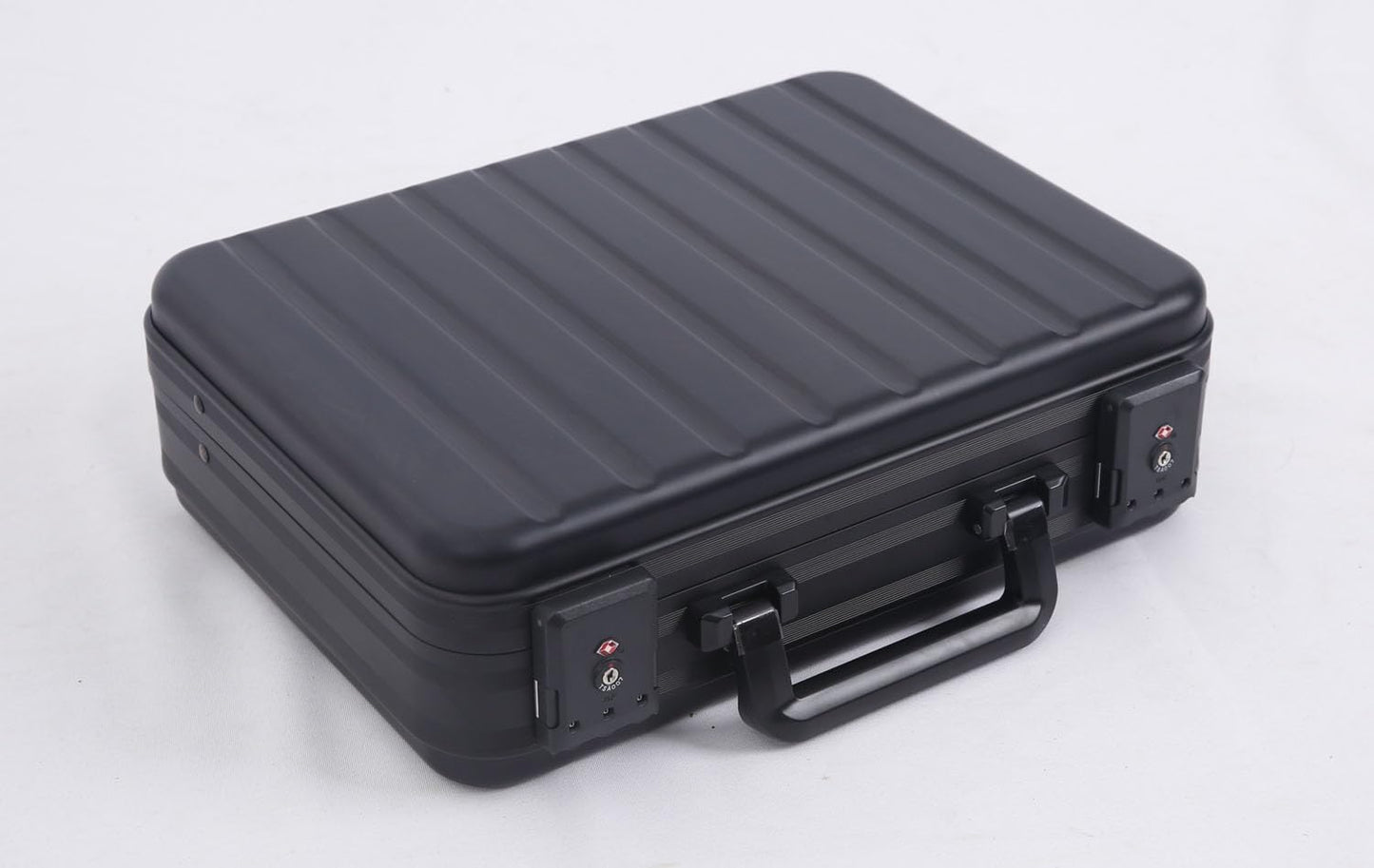 Large Hard Shell Laptop Briefcase wtih Foam Men 17.3 Inch Laptop Business Metal Case Black 18.1X13.8X6.1 Inch