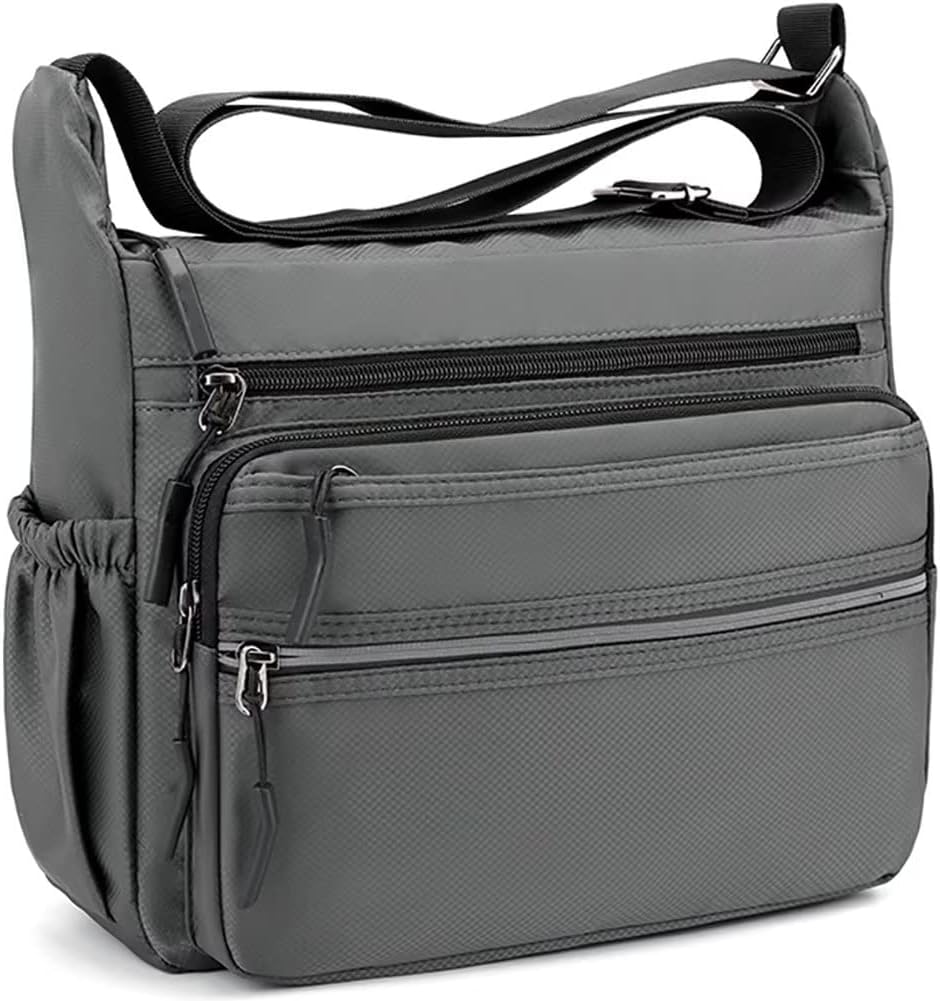 Mudono Messenger Bag for Men Nylon Waterproof Shoulder Bag Multi-pocket Crossbody Bag Daily Travel Bag Lightweight Satchel