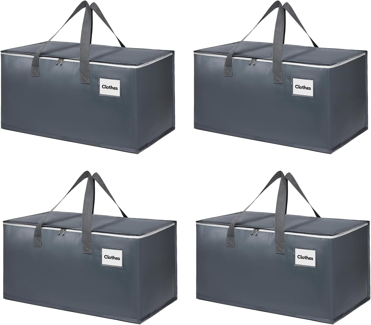 Moving Bags with Zipper - Extra Large Space Saving Totes for Storage, Heavy-Duty Tool Bag with Carrying Handles, Ideal for Camping & Travel, Tag Pocket Included