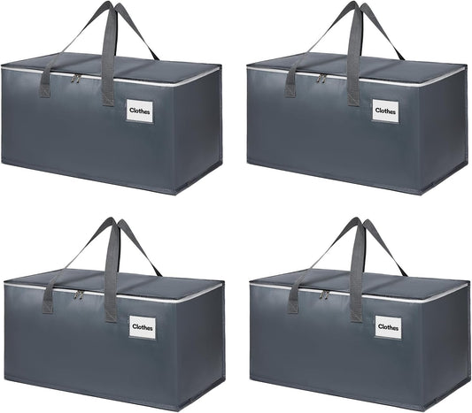 Moving Bags with Zipper - Extra Large Space Saving Totes for Storage, Heavy-Duty Tool Bag with Carrying Handles, Ideal for Camping & Travel, Tag Pocket Included