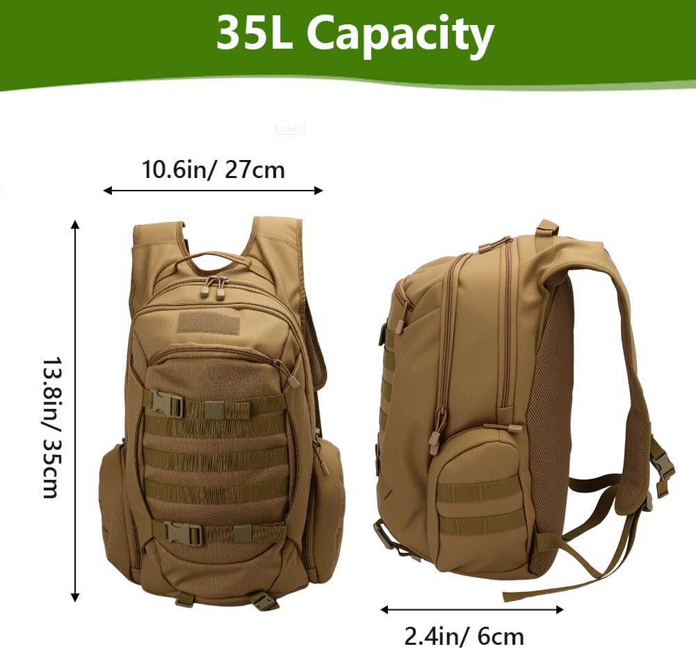 lyrlody Hiking Backpack,Camping Backpack, Hiking Daypack with Rain Cover with 2L Water Bladder