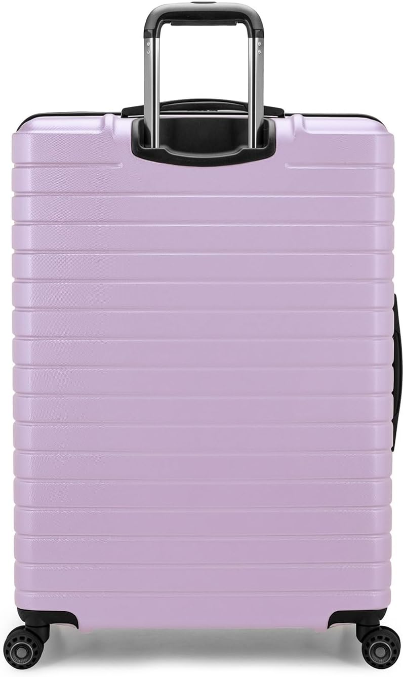 Traveler's Choice Archer Polycarbonate Hardside Spinner Luggage Set, Tie Down Straps, Purple, Checked 29-Inch