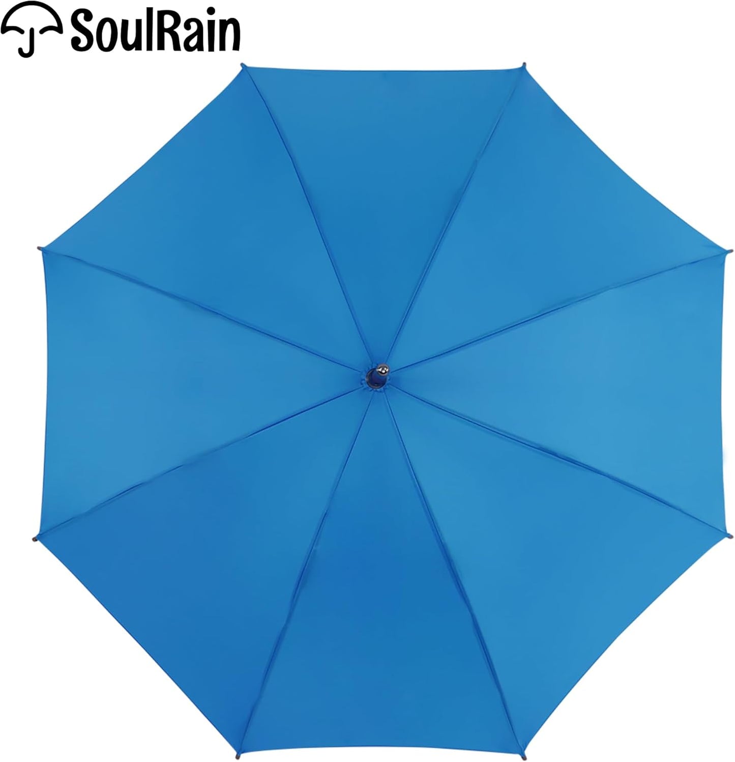 SoulRain 48" Large Umbrella –Windproof Stick Umbrellas for Rain, Automatic Open, Vintage Cane Royal Blue Umbrella with Classic Wooden Handle & Shaft, for Women & Men(Royal Blue)