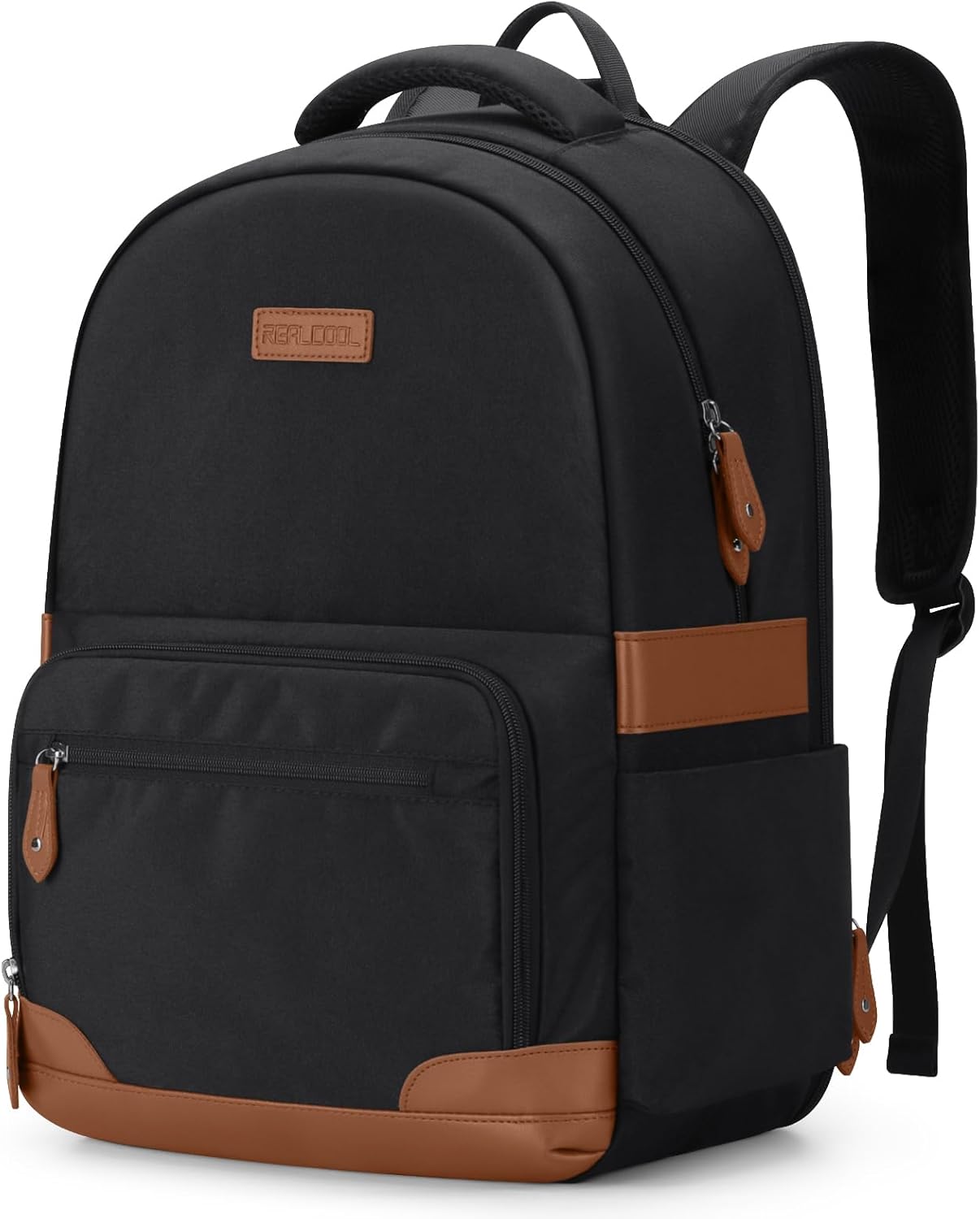 RealCool Laptop Backpack, 31L Travel Backpacks for Women Men, Fits up to 15.6-17 Inch,Water Resistant College Bookbag, for School Business Trip (Black)