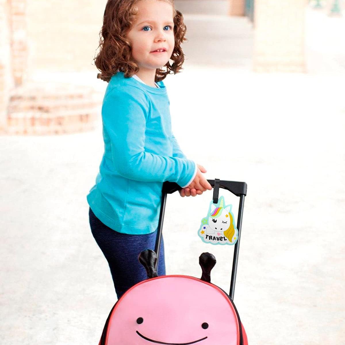 Unihorse Luggage Tags for Suitcases 2-Pack Cute Silicone Luggage Tag with Name ID Card Funny Suitcase Label
