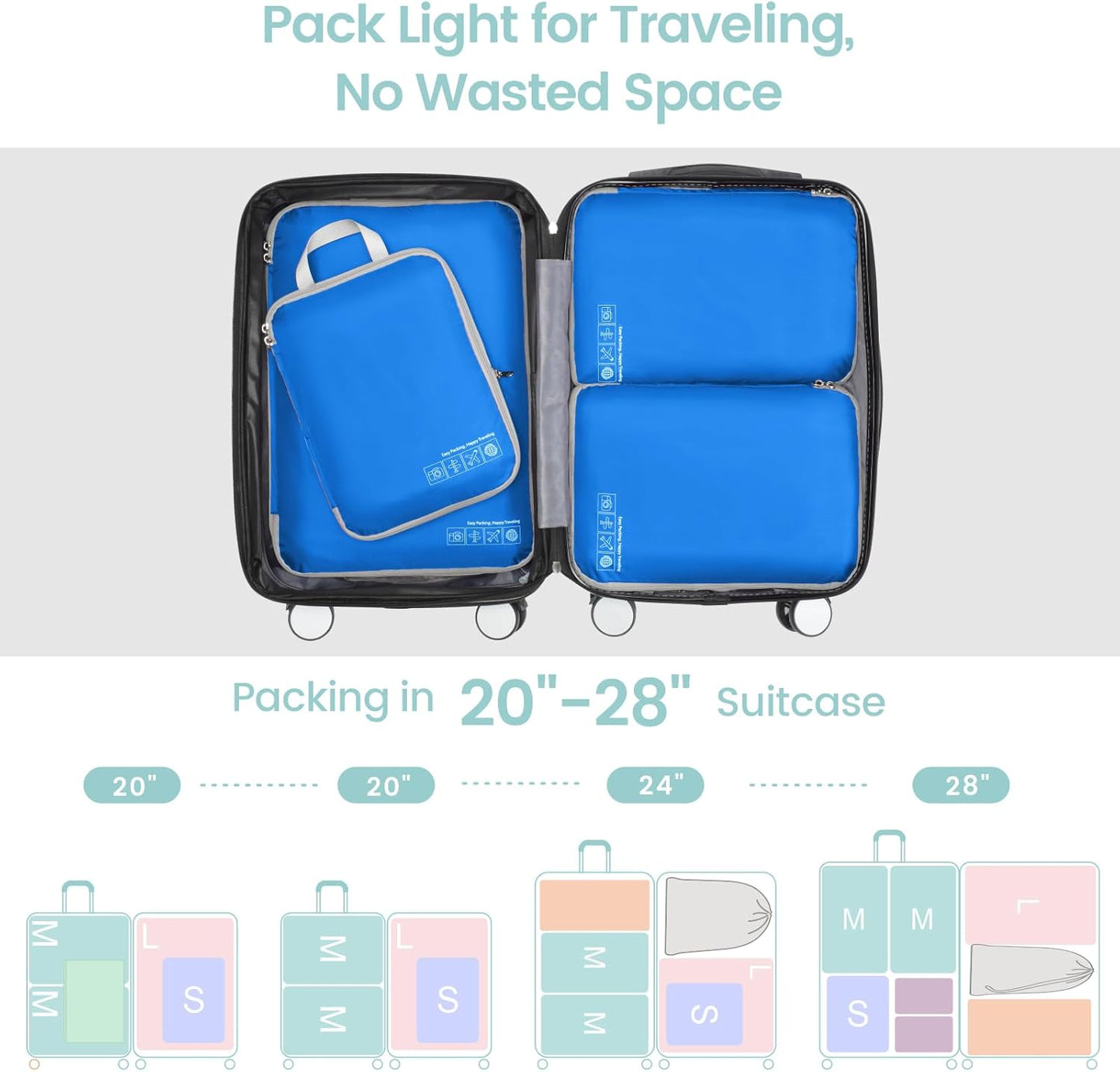 Cambond Compression Packing Cubes for Travel Women - Travel Bags Luggage Organizers Travel Essentials Compression Cubes for Travel Carry on Suitcases Organizer