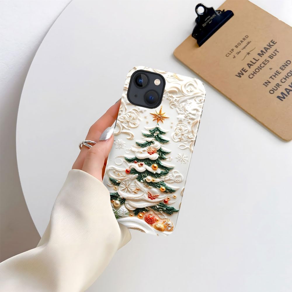 Case for iPhone 15 - Slim Fit Anti-Scratch Phone Case for Girl Women - Christmas Tree Stained Glass (Glossy)