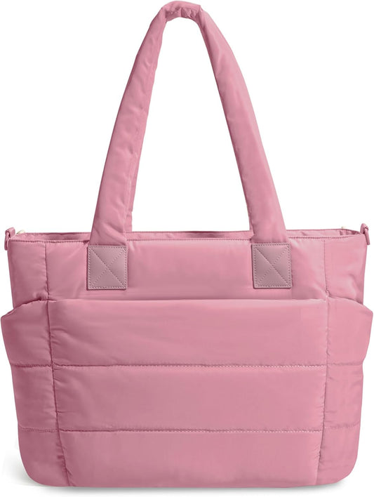 Tote Bag for Women Puffer Tote Bag Large Nurse Bags Shoulder Handbag with Zipper for Work Travel