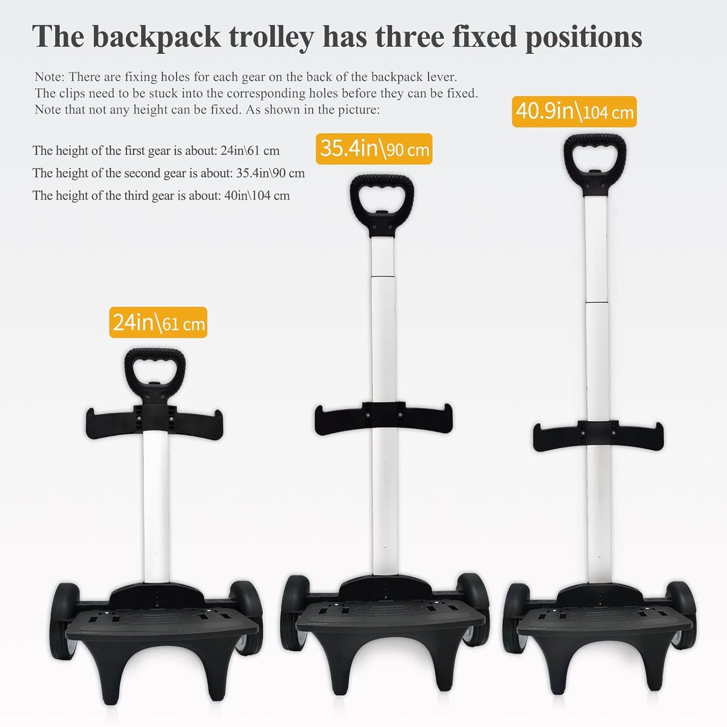 Backpack Trolley, Wheeled Cart with Noiseless Large Wheels Aluminium Alloy Folding Hand Truck with Luggage Strap for Backpacks Luggage cart,Rolling Backpack Dolly