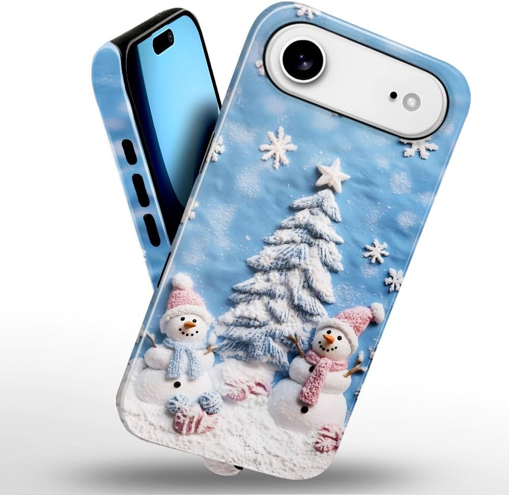 Case for iPhone 17 Air - Slim Fit Anti-Scratch Phone Case for Girl Women - Snowman Winter Christmas Tree (Glossy)