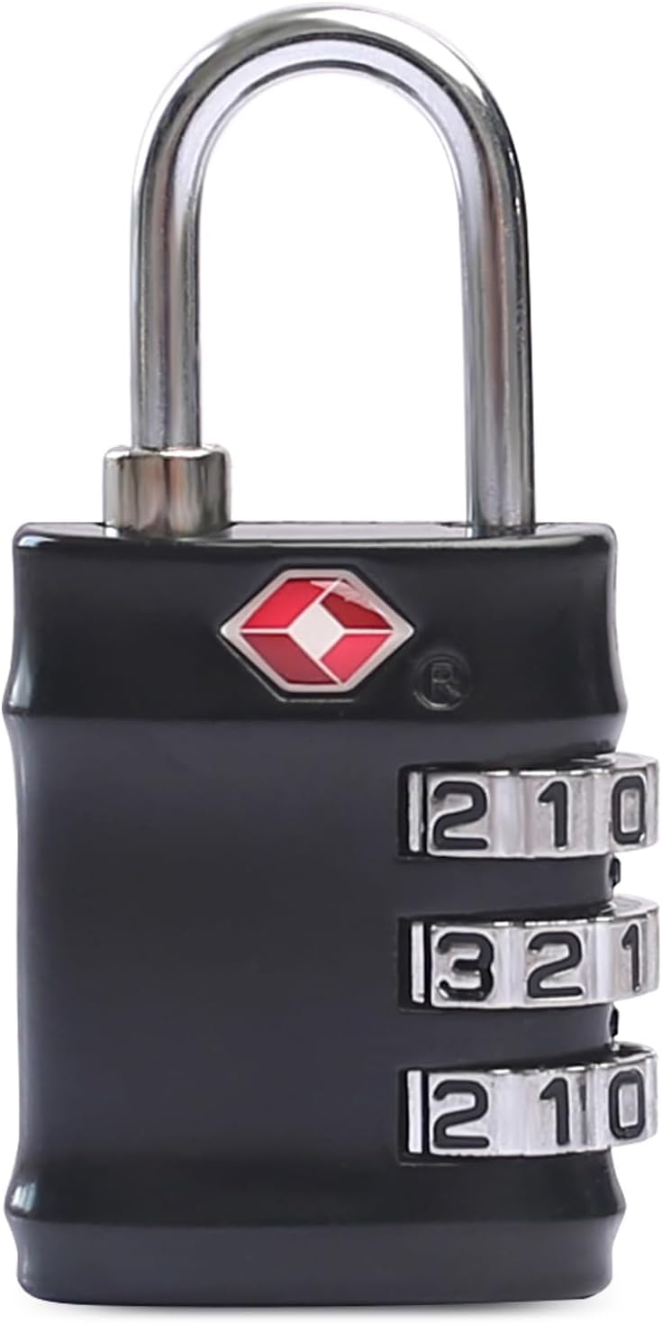 Luggage Locks TSA Approved, Combination Lock for Locker, Travel Essentials Small Padlock Combination, Padlock with Code for Gym Locker, Suitcase, Cabinet, Gun Case, Backpack, Bag, Zipper