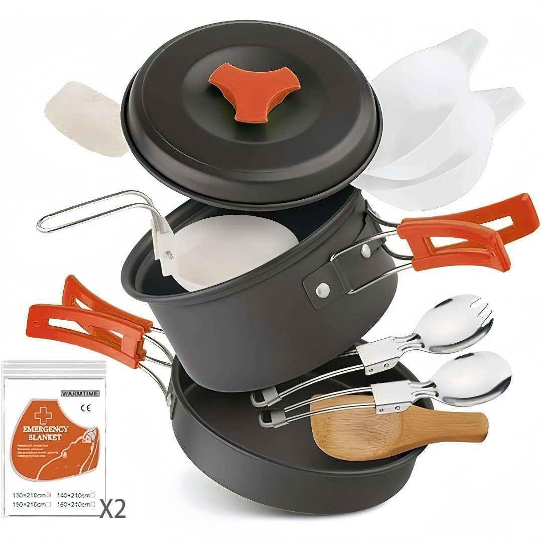12-Piece Lightweight Camping Cookware Set – Nonstick Pot, Pan & Utensils for Backpacking & Hiking