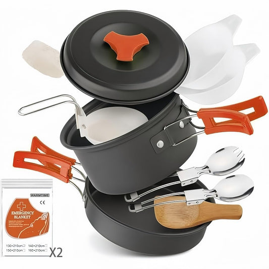 12-Piece Lightweight Camping Cookware Set – Nonstick Pot, Pan & Utensils for Backpacking & Hiking